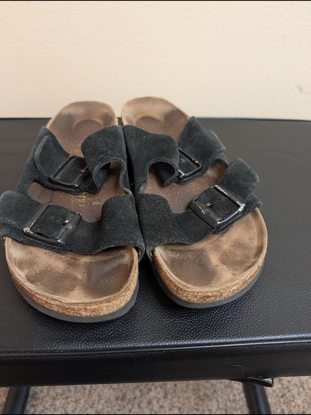 Birkenstock Arizona Black Suede Two Strap Slide Sandals EU 40 US Womens 9 - Picture 5 of 9